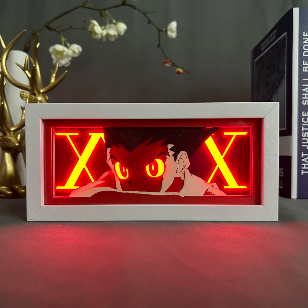 Anime Hunter x Hunter Gon Shadow Box LED Night Light - Decorative Table Lamp for Gamer Room and Bedside Use