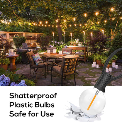 29FT Waterproof Outdoor String Lights with 15 Dimmable Shatterproof Bulbs for Patio, Porch, and Backyard, E12 Socket Base