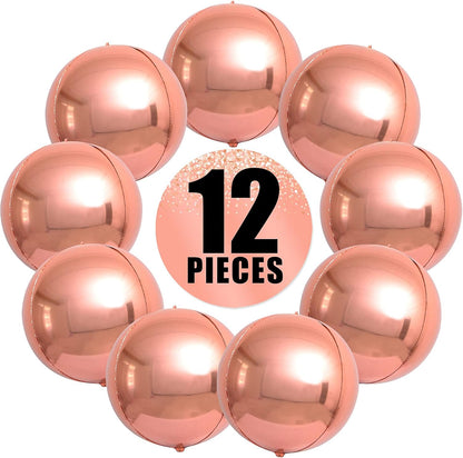 Premium Metallic Rose Gold Balloons - 22 Inch, Pack of 12 | Mylar and Chrome Foil Balloons for Elegant Party Decorations